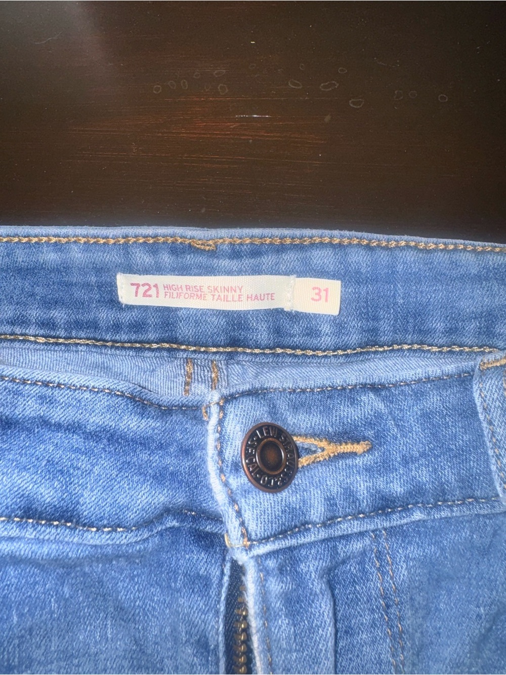 Levi's 721 High Rise Skinny Jeans in Light Blue and Dark Blue Denim